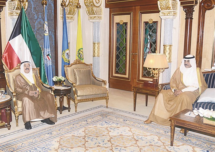 سمو الأمير استقبل سمو ولي العهد والشيخ المبارك والشيخ صباح الخالد