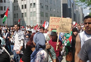 تظاهرات في بروكسل تنديدا بالهجوم الاسرائيلي على غزة