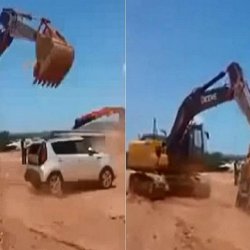 فيديو .. عامل سوداني يحطم سيارة مديره لعدم صرف الراتب