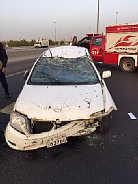 انقلاب مركبة على طريق الجهراء