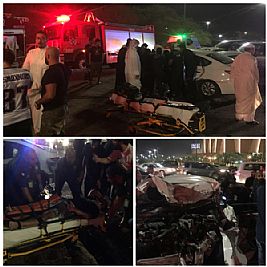 إصابة مواطن بحادث تصادم بين ثلاث مركبات