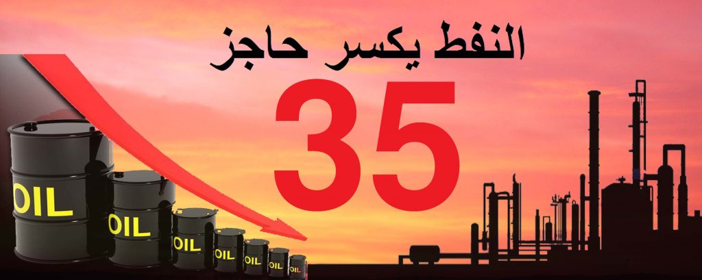 النفط يكسر مستوى 35 دولارا للمرة الاولى منذ 2004