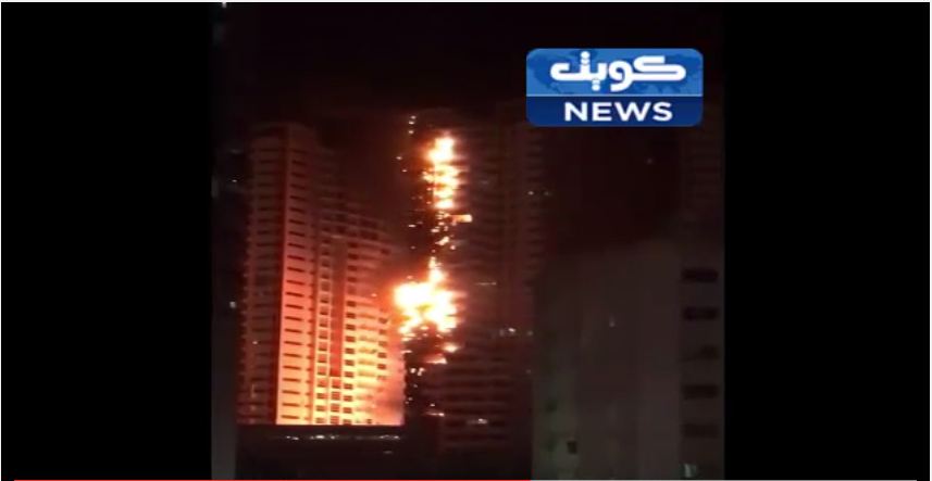 عـاجل بالفيديو…حريق ضخم يلتهم بنايه كامله بأبراج عجمان وان بالامارات