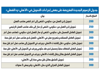رسوم جديدة على بعض إجراءات تحويل أذونات العمل