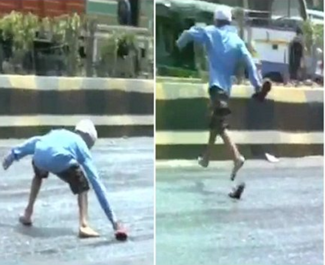 بالصور…حرارة الهند تذيب شوارعها !