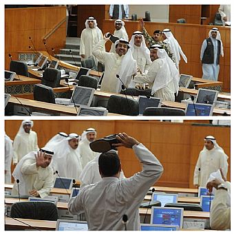 معركة بالعقل والأحذية داخل قاعة عبدالله السالم!
