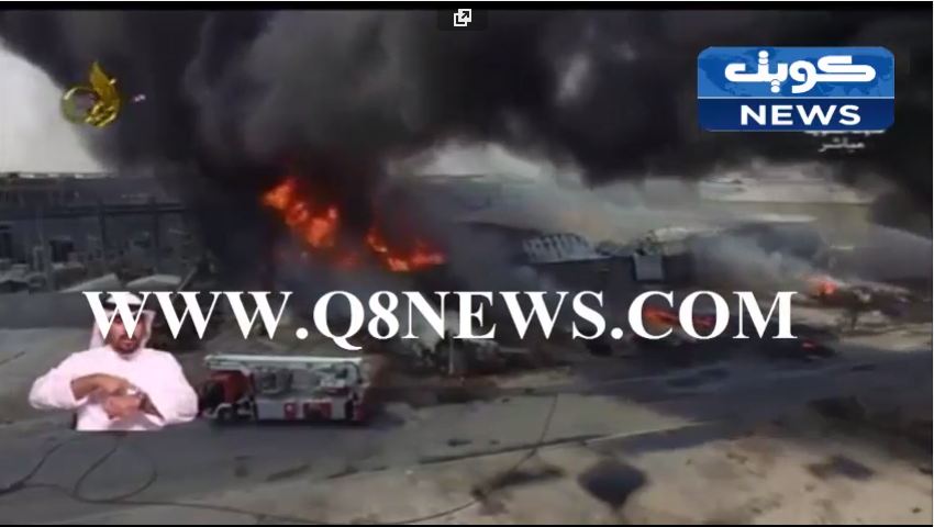 بالفيديو…فرق الاطفاء تكافح لساعات من اجل السيطرة على حريق هائل في الشعيبة الغربية