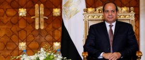 Egypt's President Abdel Fattah al-Sisi attends during signing of agreements ceremony with Sudanese President Omar Hassan al-Bashir (unseen) at the El-Thadiya presidential palace in Cairo