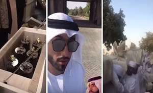 بالفيديو.. طوابير تحمل هدايا الشيخ ذياب بن خليفة آل نهيان لـ خطيبته