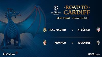 #قرعه_نصف_نهايي_ابطال_اوروبا: ريال مدريد أمام أتلتيكو ويوفنتوس يواجه موناكو