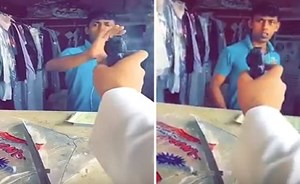شاهد.. ردة فعل عامل هندي دخل عليه مواطن سعودي بـ مسدس وضغط على الزناد.. كانت الصدمة في النهاية!
