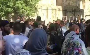 فيديو مؤلم.. مجموعة من جنود الاحتلال وهم يهاجمون المرابطات عند أبواب المسجد الأقصى