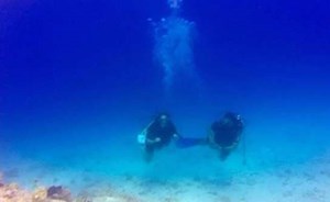 شبح من الفقاعات يظهر في خلفية صورة التقطها غواص في البحر
