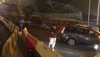 سقوط جسر قيد الإنشاء على الدائري السادس