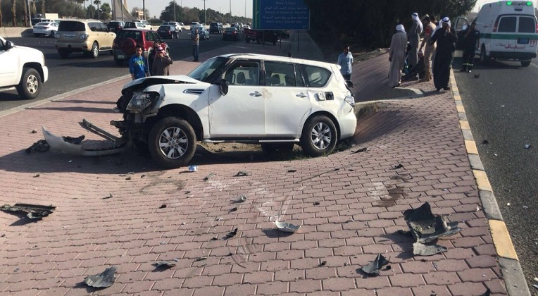 صورة | انقلاب مركبة على طريق الملك فهد