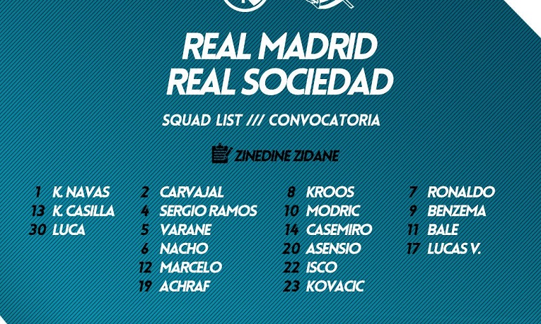 التشكيلة الرسمية لريال مدريد أمام سوسييداد اليوم