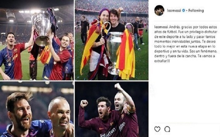 ميسي يوجه رسالة مؤثرة إلى إنييستا