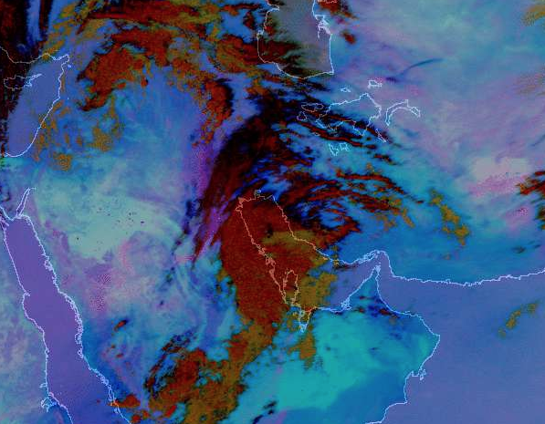 صور الأقمار الصناعية تظهر استمرار موجة الغبار حتى الغد