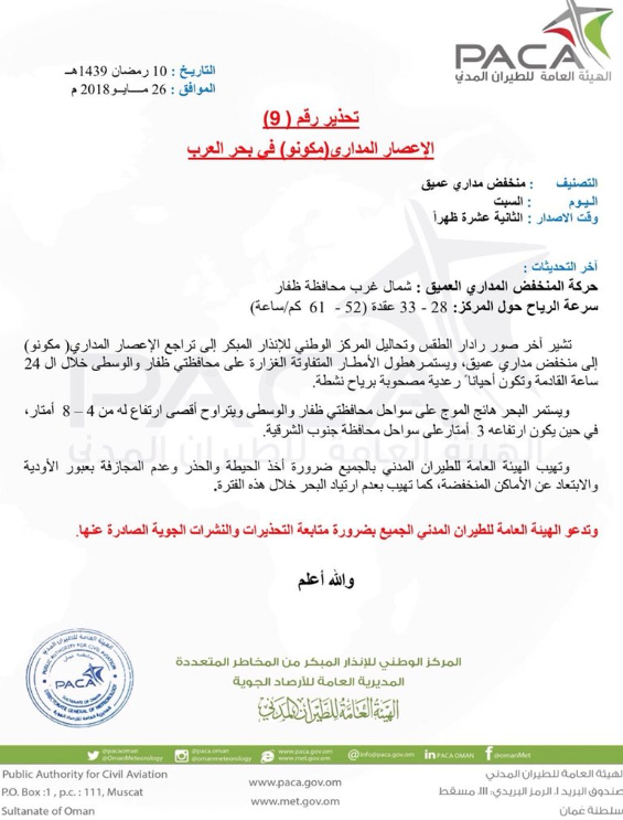 عمان تعلن انتهاء الإعصار مكونو #ميكونو #صلاله_الان