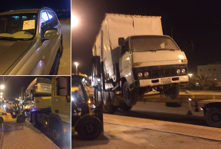 حملة لرفع السيارات المهملة والبقالات المتنقلة بمنطقة سعد العبدالله