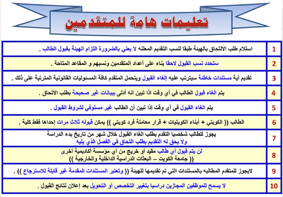 “التطبيقي” تعلن الارشادات والتعليمات الخاصة بالقبول بالهيئة