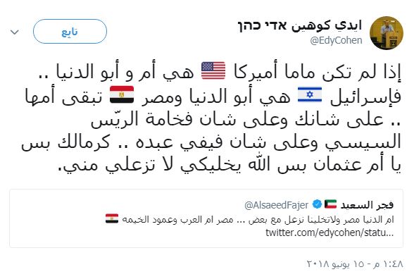 إعلامي يهودي لفجر السعيد : إسرائيل هي أبو الدنيا ومصر أمها ..”على شانك وعلى شان فيفي عبده” !