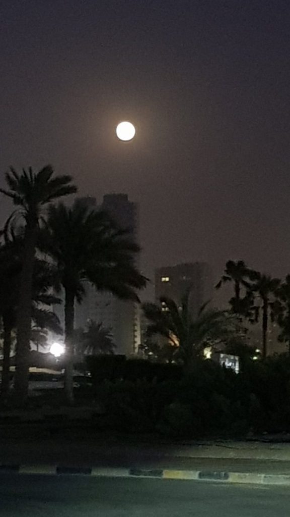 صور…القمر يشرق في سماء الكويت حالياً #خسوف_القمر