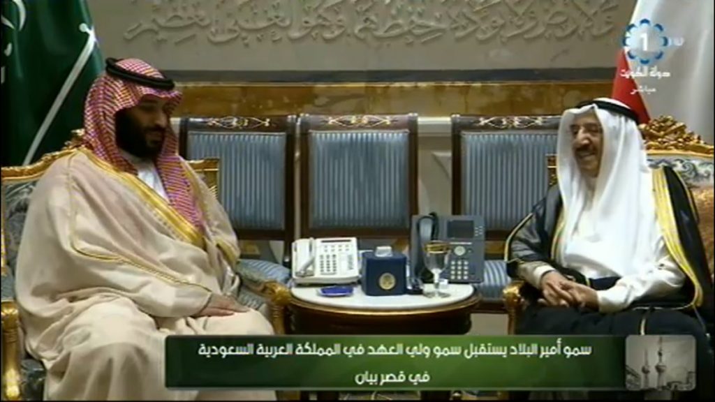 سمو أمير البلاد يستقبل ولي العهد السعودي #محمد_بن_سلمان في #قصر_بيان