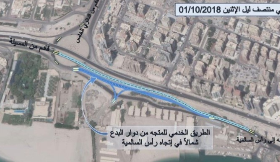 افتتاح الطريق الخدمي عند دوار البدع