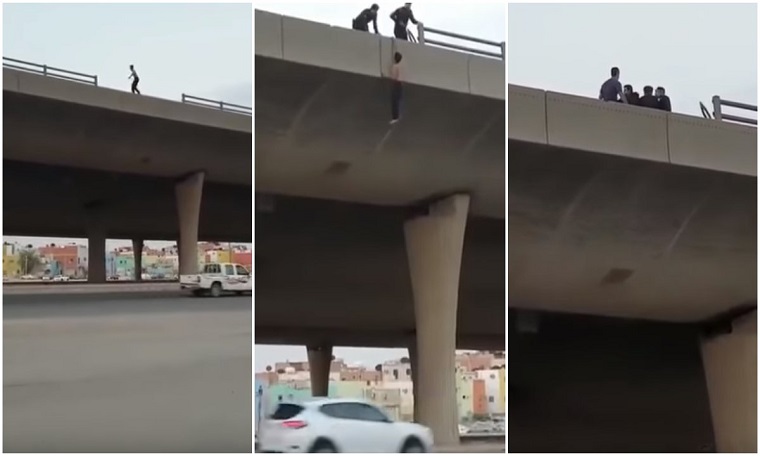 بالڤيديو والصور | لحظة إنقاذ شاب من الانتحار في السعودية