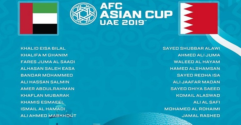 تشكيلة #الإمارات و #البحرين في افتتاح #كأس_آسيا_2019