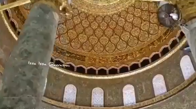 فيديو| هكذا تبدو قبة الصخرة بالمسجد الأقصى من الداخل