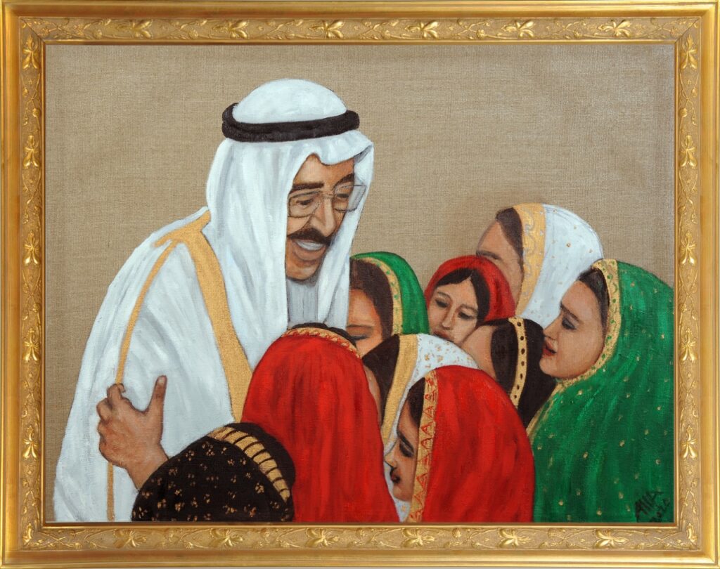 شاهد.. صور رائعة في المعرض التشكيلي الافتراضي “وداعًا أمير الإنسانية”