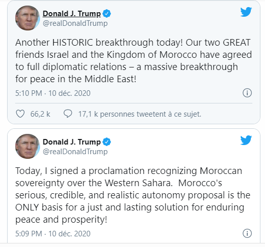 عاجل.. ترامب يعلن أن المغرب وإسرائيل اتفقا على تطبيع العلاقات