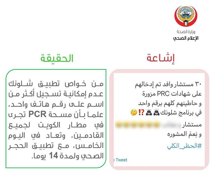 “الصحة”: تطبيق “شلونك” لا يسجل أكثر من اسم على رقم واحد