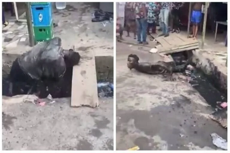 يسبح في الصرف الصحي.. شاهد فيديو صادم لشخص يتحول لزومبي بعد تعاطيه مخدر الفلاكا