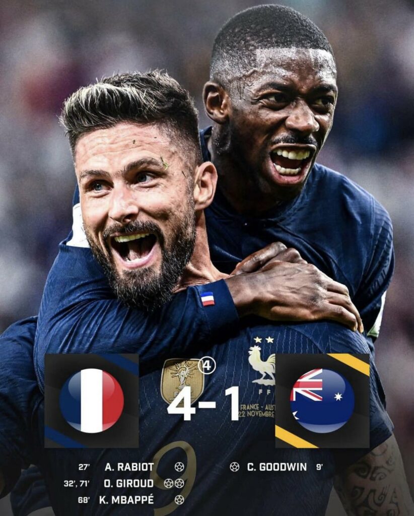 بطل العالم فرنسا تقلب تأخرها بهدف إلى فوز عريض على أستراليا