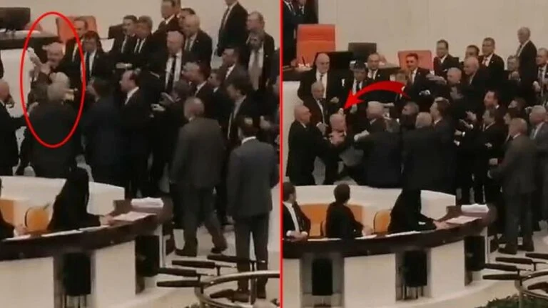 شاهد| معركة بالبرلمان التركي.. ونقل نائب للعناية المركزة