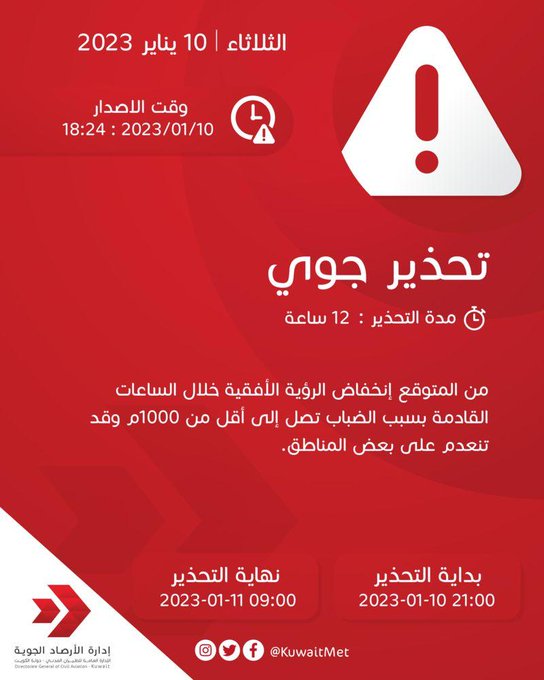 عاجل.. الأرصاد تحذر: انخفاض الرؤية الأفقية خلال الساعات القادمة بسبب الضباب