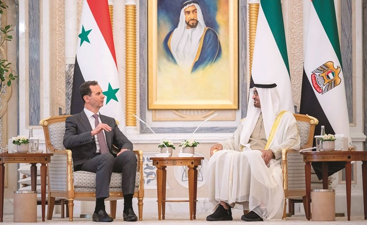 محمد بن زايد يبحث مع الأسد العلاقات الثنائية وتعزيز التعاون