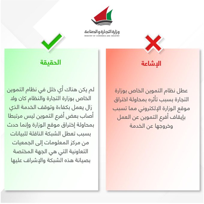 التجارة: تعطل نظام التموين الخاص بالوزارة.. إشاعة