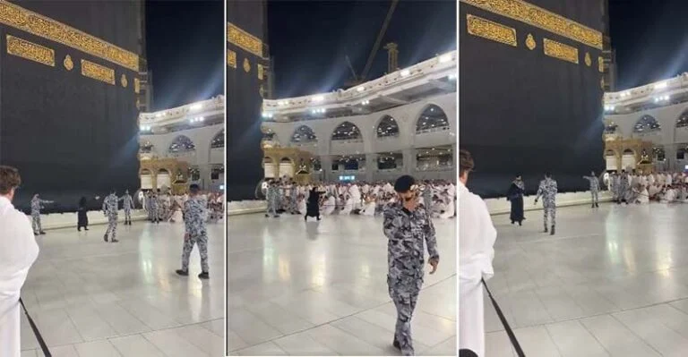 شاهد بالفيديو… ردة فعل معتمرة بعدما تمكنت من تقبيل الحجر الأسود
