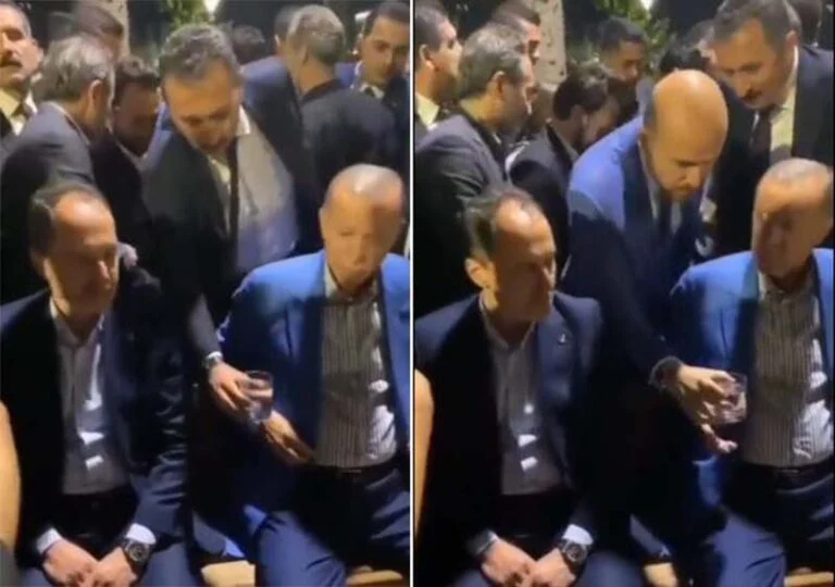 بالفيديو…شاهد ردة فعل أردوغان عندما قدم إليه حارسه الشخصي كوب ماء