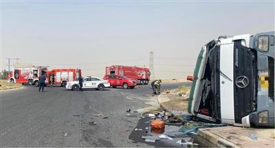 انقلاب صهريج مواد سريعة الاشتعال في صباح الأحمد