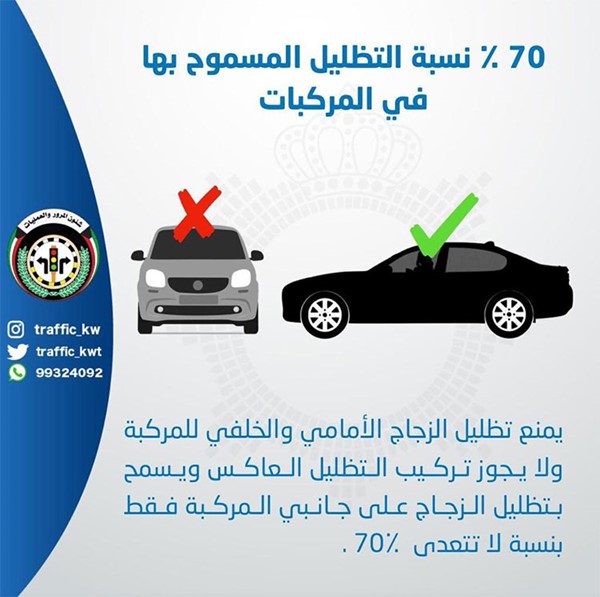 «المرور »: التظليل العاكس محظور
