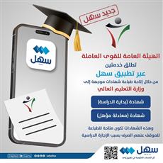 القوى العاملة: إصدار شهادتي بداية دراسة ومعادلة مؤهل عبر سهل