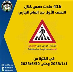 المرور: 416 حادث دهس خلال النصف الأول من العام الجاري