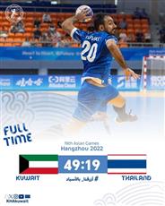 منتخب يد الكويت يفوز على تايلاند 49-19 في مستهل مشواره بدورة الألعاب الآسيوية