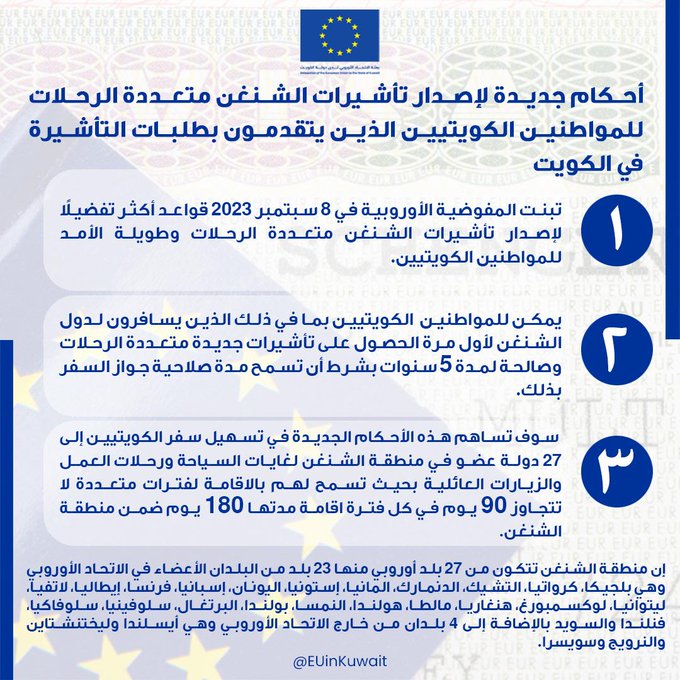 تأشيرة #شينغن لـ #المواطنين_الكويتيين بصلاحية 5 سنوات وسفرات متعددة