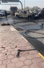 إصابة 4 واشتعال النيران في 3 مركبات إثر حادث تصادم سداسي على الدائري السادس